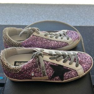 Golden Goose sparkling purple sneakers size 38.